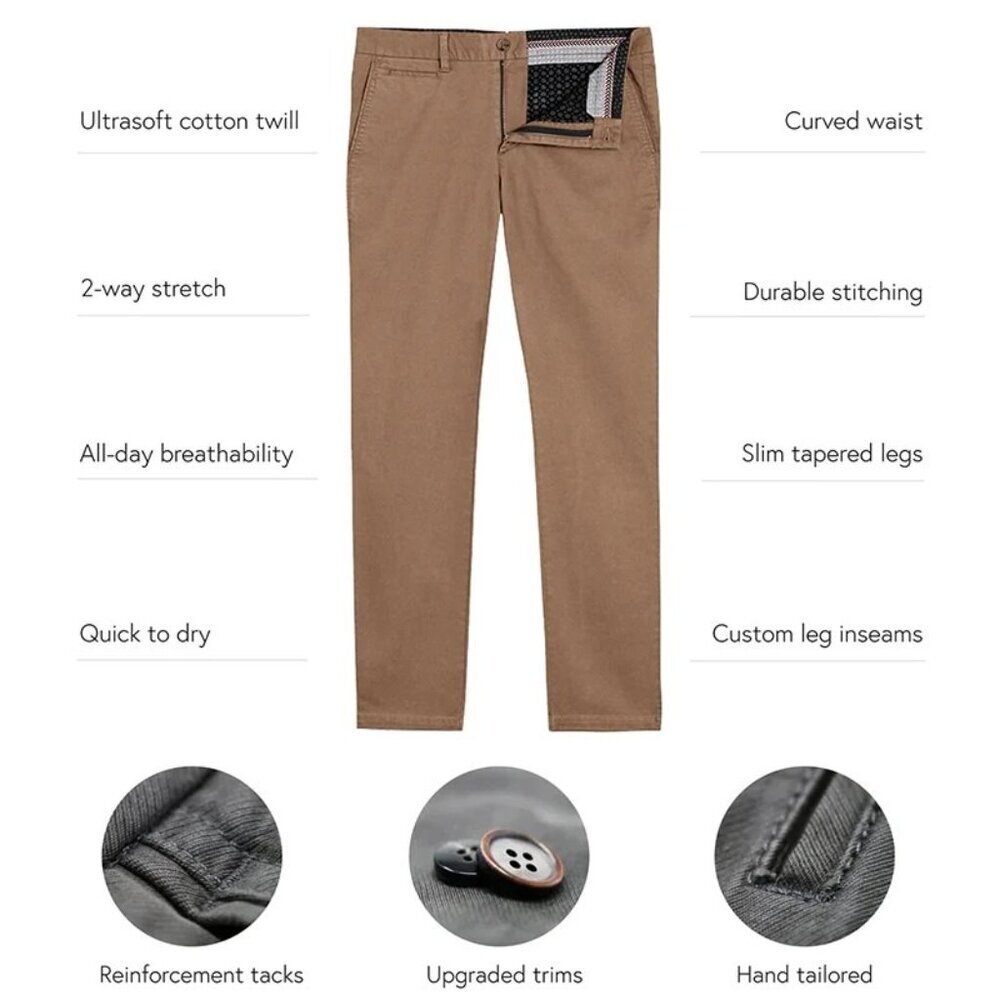 Perk Flat Front Slim Fit Stretch Feel Good Chinos Men’s 31x 32 Twill Casual NEW - Picture 10 of 13